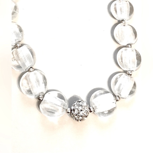 Glass Bead Necklace w/Rhinestone Roller Charm - Picture 4 of 12